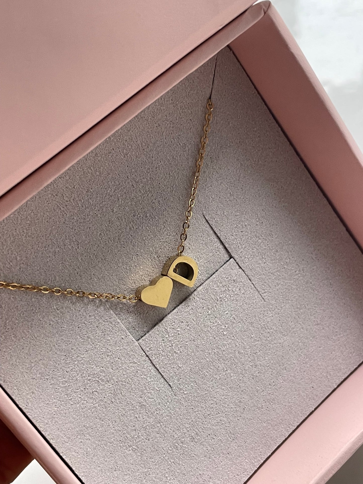 Personalized Heart + letter necklace