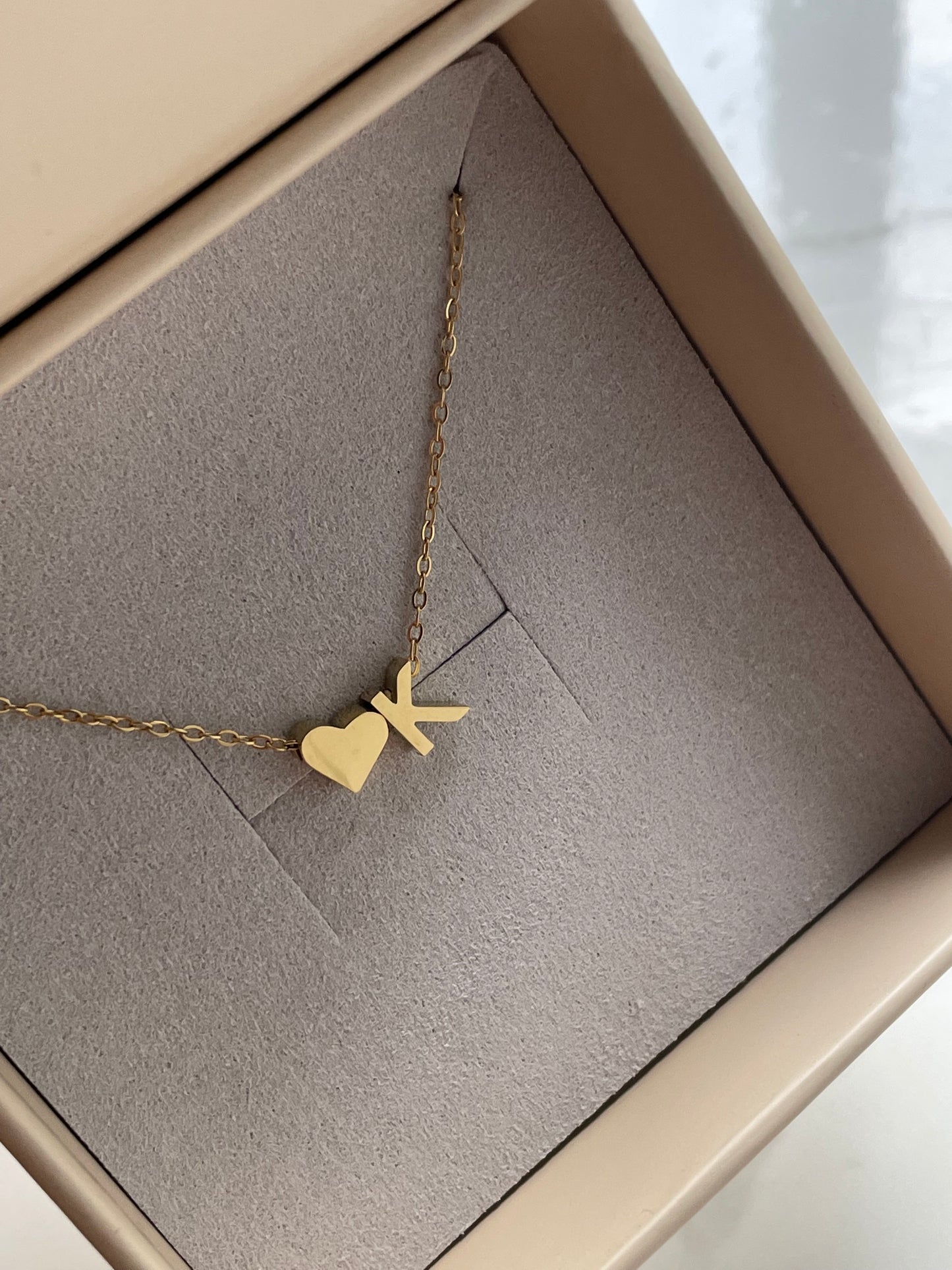 Personalized Heart + letter necklace