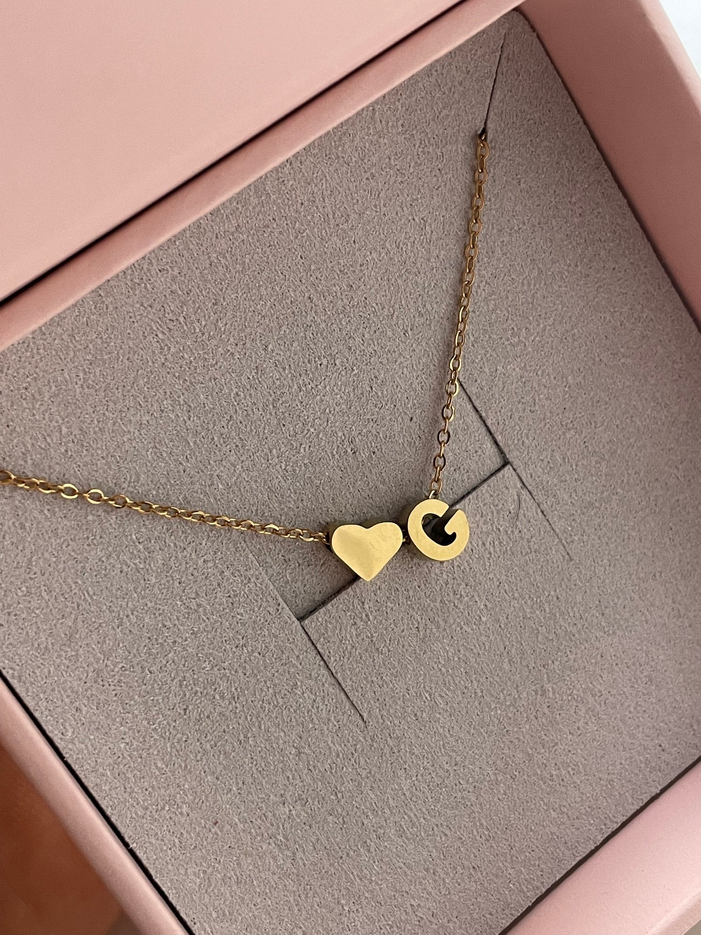 Personalized Heart + letter necklace